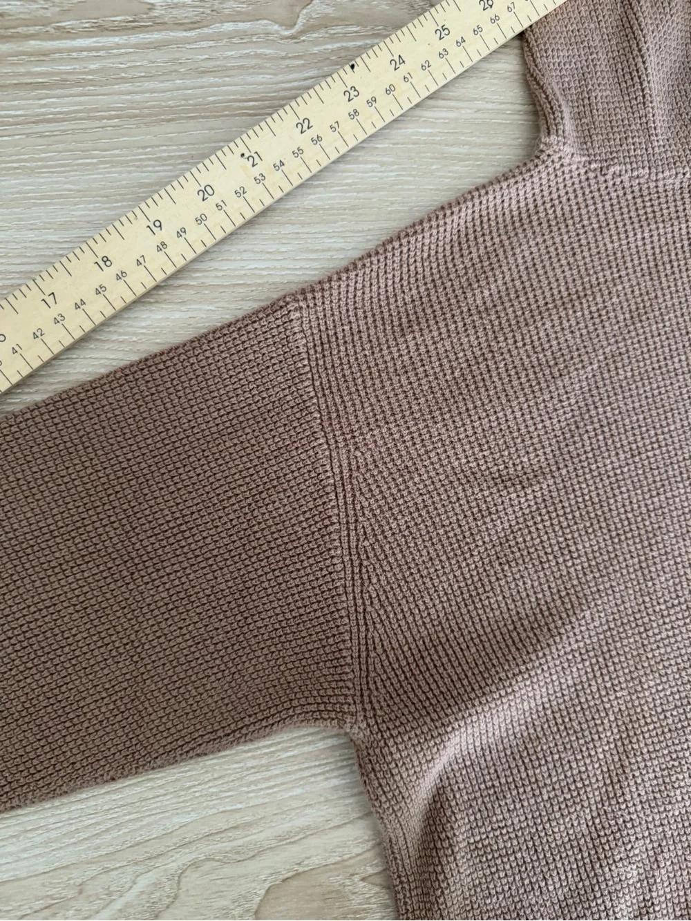 Margaret O'Leary XS Waffle Knit Hoodie Pullover Tan Camel Lounge Comfy